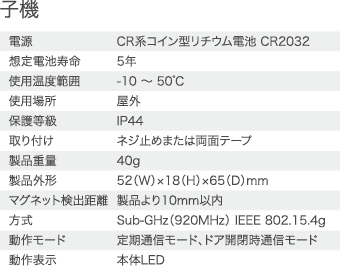 子機の商品詳細情報